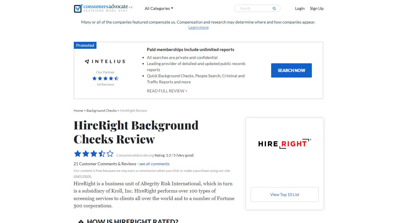 2024 HireRight Reviews: Background Checks - ConsumersAdvocate.org